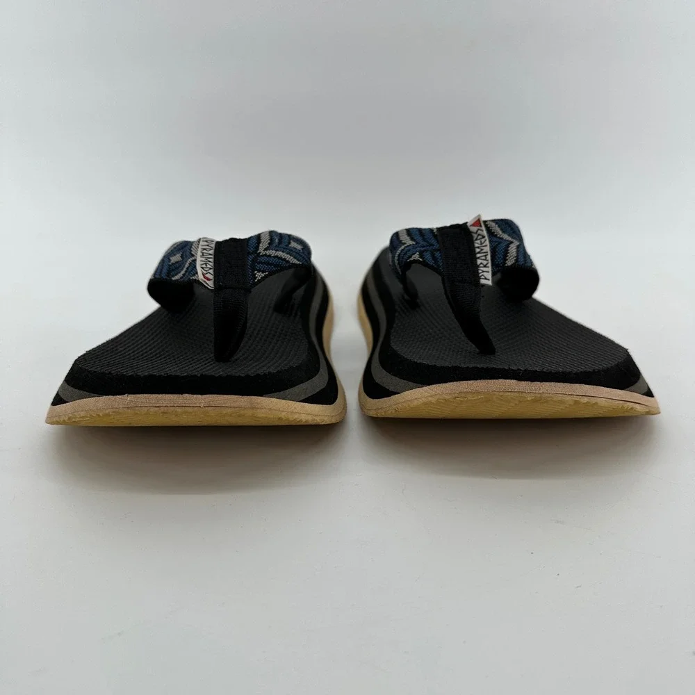 Pyramids Platform Flip Flops Black Blue Geometric Woven Strap Sandals Unisex